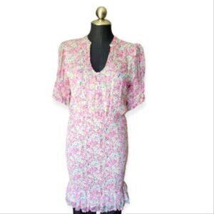 Esqualo Pink Floral Chiffon Dress NWT Sz 4